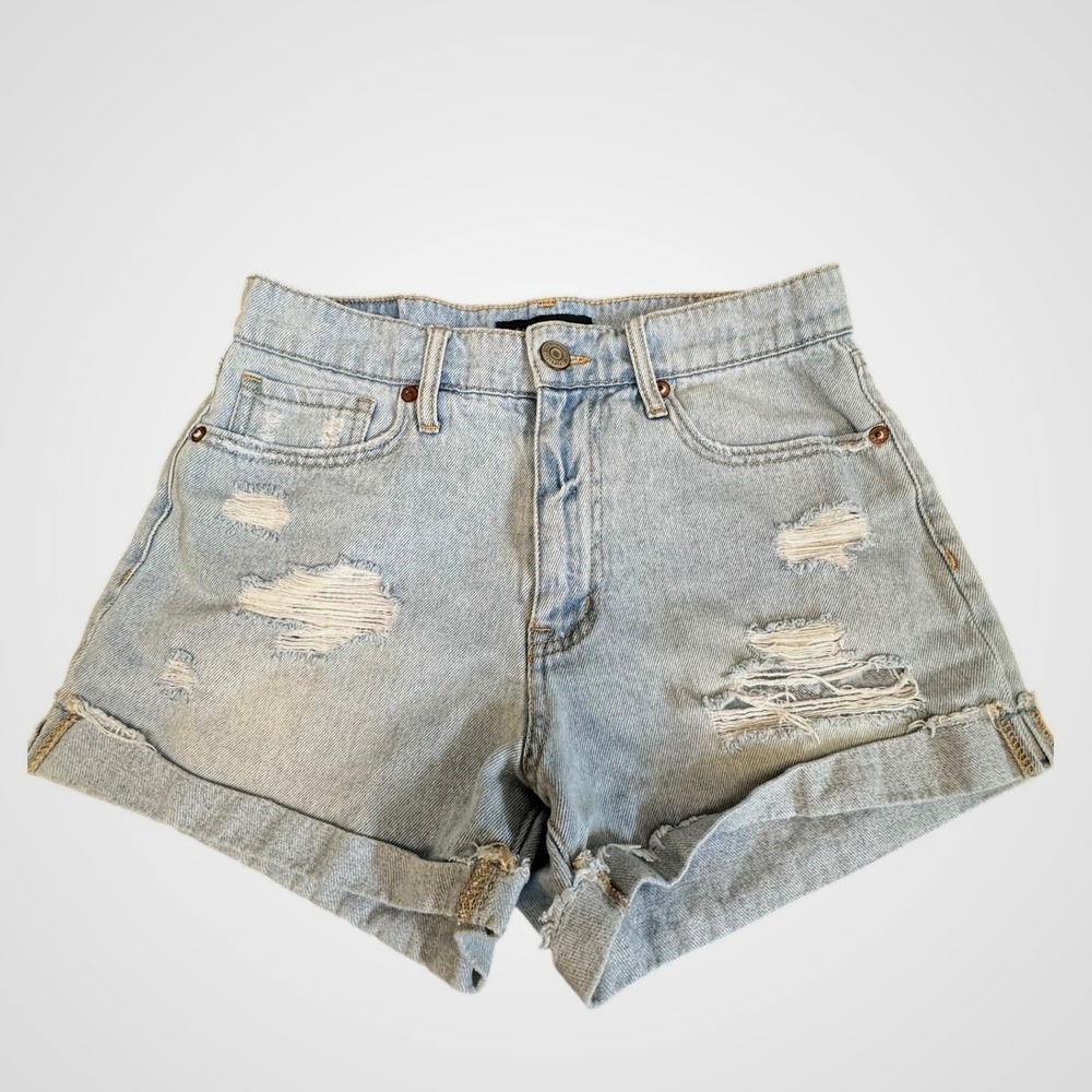 Aeropostale Denim Shorts Light Wash Distressed High Waisted Boho Grunge 6